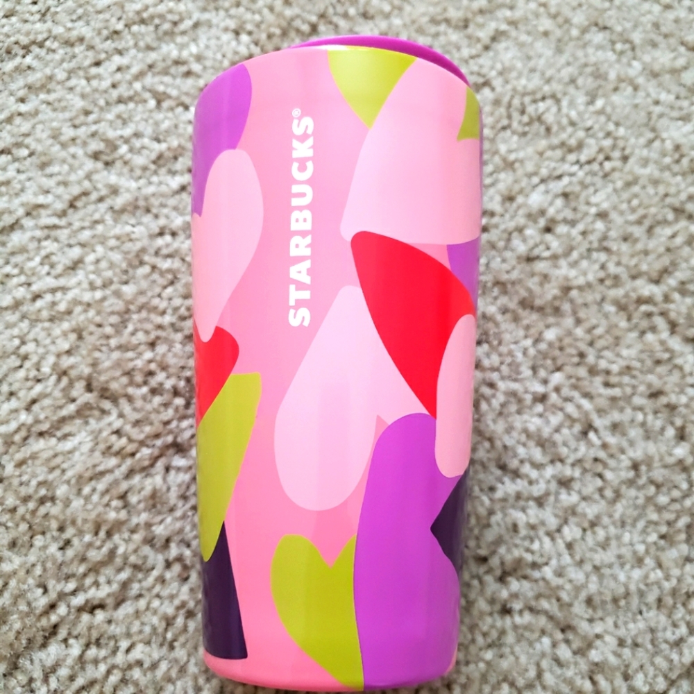 💜NEW❤ Starbucks Valentine Day Hearts 2022 Double Wall Ceramic Travel Mug 12oz
